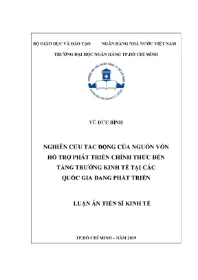 Luận án tiến sĩ nghiên cứu tác động của nguồn vốn hỗ trợ phát triển chính thức đến tăng trưởng kinh tế tại các quốc gia đang phát triển