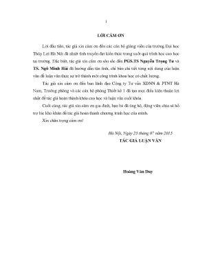 Luận văn thạc sĩ đề xuất giải pháp quản lý chi phí xây dựng hiệu quả trong giai đoạn thực hiện đầu tư của ban quản lý dự án vùng phân lũ hữu đáy