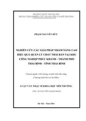 Luận văn thạc sĩ nghiên cứu các giải pháp nhằm nâng cao hiệu quả quản lý chất thải rắn tại khu công nghiệp phúc khánh thành phố thái bình tỉnh thái bình