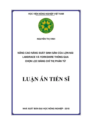 Luận án tiến sĩ nông nghiệp nâng cao năng suất sinh sản của lợn nái landrace và yorkshire thông qua chọn lọc bằng chỉ thị phân tử