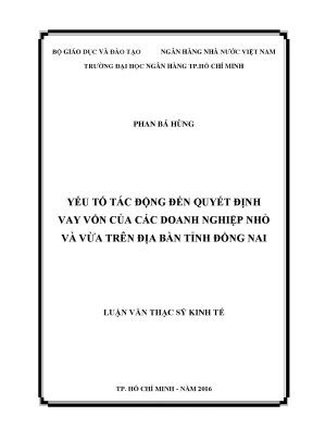 Luận văn yếu tố tác động đến quyết định vay vốn của các doanh nghiệp nhỏ và vừa