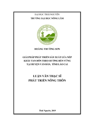 Luận văn thạc sĩ giải pháp phát triển sản xuất lúa nếp khẩu tan đón bền vững tại huyện văn bàn