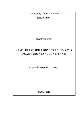 Luận văn thạc sĩ pháp luật về hoạt động thanh tra của ngân hàng nhà nước viêṭ nam