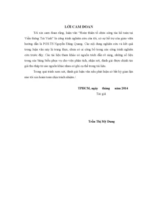 Hoàn thiện tổ chức công tác kế toán tại viễn thông trà vinh luận văn thạc sĩ quản trị kinh doanh