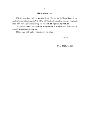 Luận án tiến sĩ ngữ văn truyền thuyết phạm nhan và tín ngưỡng thờ ác thần của người việt ở bắc bộ