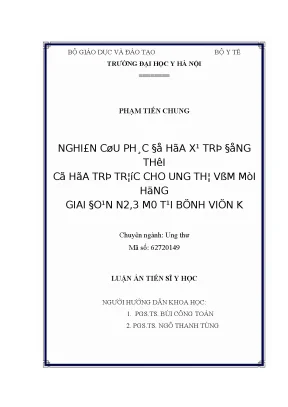 Luận án tiến sĩ nghiên cứu phác đồ hóa xạ trị đồng thời có hóa trị trước cho ung thư vòm mũi họng giai đoạn di căn hạch n2 3m0 tại bệnh viện k