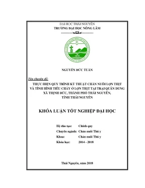 Luận văn thực hiện quy trình kỹ thuật chăn nuôi lợn thịt và tình hình tiêu chảy ở lợn thịt tại trại quân dung xã thịnh đức thành phố thái nguyên tỉnh thái nguyên