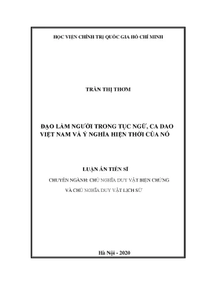 Luận án tiến sĩ triết học đạo làm người trong tục ngữ ca dao việt nam và ý nghĩa hiện thời của nó