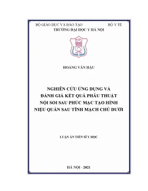 Luận án tiến sĩ nghiên cứu ứng dụng và đánh giá kết quả phẫu thuật nội soi sau phúc mạc tạo hình niệu quản sau tĩnh mạch chủ dưới
