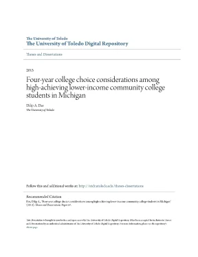 Luận văn four year college choice considerations among high achieving lower income community college students in michigan