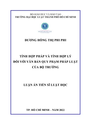 Luận án tiến sĩ tính hợp pháp và tính hợp lý đối với văn bản quy phạm pháp luật của bộ trưởng