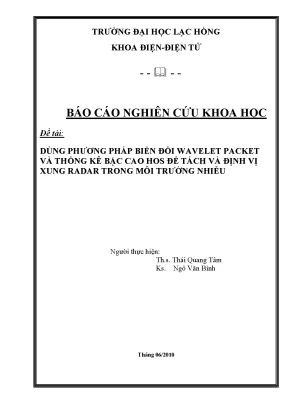 Luận văn dùng phương pháp biến đổi wavelet packet và thống kê bậc cao hos để tách và định vị xung radar trong môi trường nhiễu