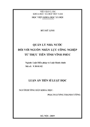 Luận án tiến sĩ luật học quản lý nhà nước đối với nguồn nhân lực công nghiệp từ thực tiễn tỉnh vĩnh phúc