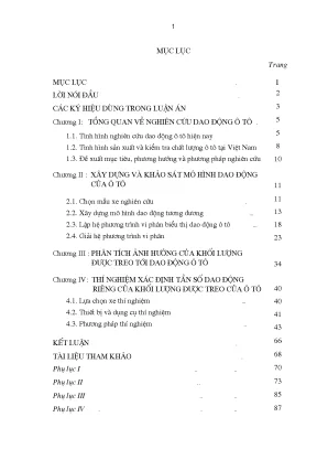 Nghiên cứu ảnh hưởng của khối lượng được treo tới dao động của ô tô khách sản xuất lắp ráp tại việt nam luận án thạc sĩ khoa học kỹ thuật chuyên ngành ô tô