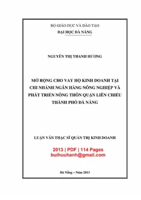 Luận văn thạc sĩ quản trị kinh doanh mở rộng cho vay hộ kinh doanh tại chi nhánh ngân hàng nông nghiệp và phát triển nông thôn quận liên chiểu thành phố đà nẵng