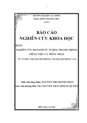 Luận văn nghiên cứu so sánh từ tượng thanh trong tiếng việt và tiếng nhật từ tượng thanh mô tả âm thanh của động vật