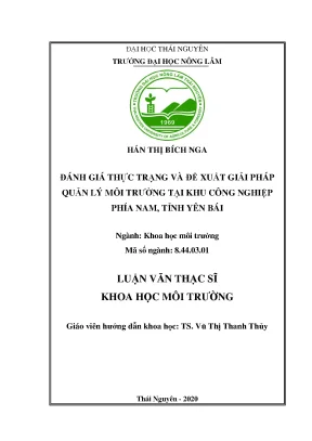 Luận văn thạc sĩ đánh giá thực trạng và đề xuất giải pháp quản lý môi trường tại khu công nghiệp phía nam tỉnh yên bái