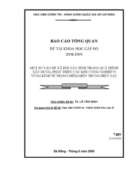 Luận văn một số vấn đề xã hội nảy sinh trong quá trình xây dựng phát triển các khu công nghiệp ở vùng kinh tế trọng điểm miền trung hiện nay