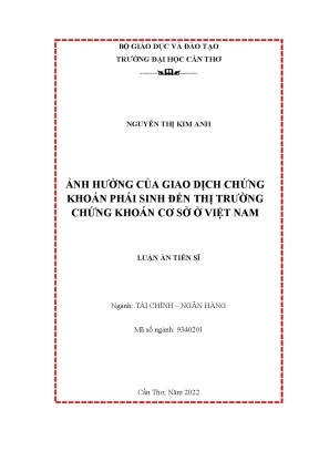 Luận án tiến sĩ ảnh hưởng của giao dịch chứng khoán phái sinh đến thị trường chứng khoán cơ sở ở việt nam