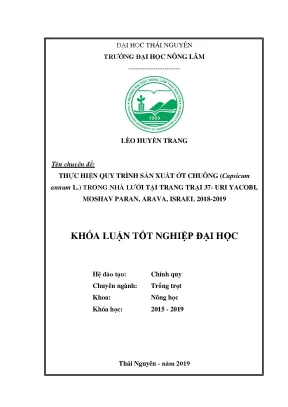 Luận văn thực hiện quy trình sản xuất ớt chuông capsicum annum l trong nhà lưới tại trang trại 37 uri yacobi moshav paran arava israel 2018 2019