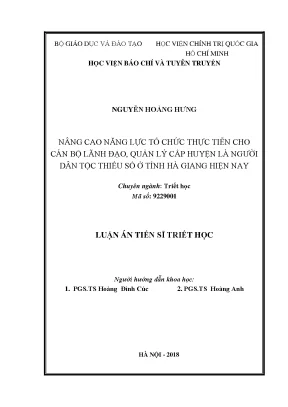 Luận án tiến sĩ nâng cao năng lực tổ chức thực tiễn cho cán bộ lãnh đạo quản lý cấp huyện là người dân tộc thiểu số ở tỉnh hà giang hiện nay