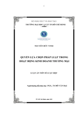 Luận án tiến sĩ luật học quyền lựa chọn pháp luật trong hoạt động kinh doanh thương mại