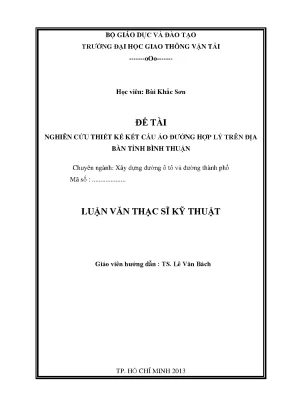 Nghiên cứu thiết kế kết cấu áo đường hợp lý trên địa bàn tỉnh bình thuận luận văn thạc sỹ xây dựng đường ô tô và đường thành phố
