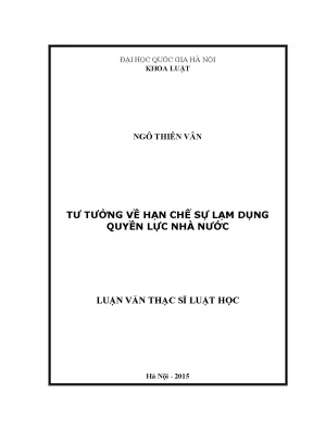 Luận văn thạc sĩ tư tưởng về hạn chế sự lạm dụng quyền lực nhà nước