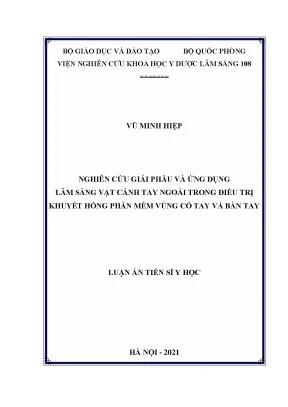 Luận án tiến sĩ nghiên cứu giải phẫu và ứng dụng lâm sàng vạt cánh tay ngoài trong điều trị khuyết hổng phần mềm vùng cổ tay và bàn tay