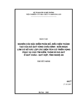 Luận văn nghiên cứu đặc điểm phân bố điều kiện thành tạo của đá quý vùng châu bình bản ngọc làm cơ sở xác lập các diện tích có triển vọng phục vụ cho tìm kiếm thăm dò đá quý ở quỳ châu quỳ hợp tỉnh nghệ an