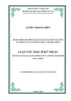Hoàn thiện hệ thống quản lý chất lượng tại công ty tnhh tư vấn xây dựng sino pacific spcc luận văn thạc sỹ xây dựng đường ô tô và đường thành phố