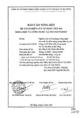 Luận văn nghiên cứu ứng dụng công nghệ sản xuất tụ điện màng mỏng điện áp cao