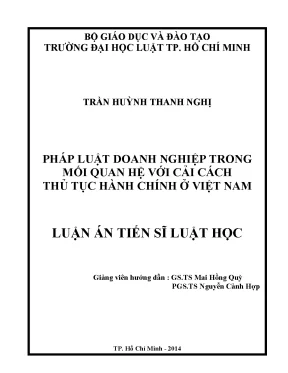 Luận án tiến sĩ pháp luật doanh nghiệp trong mối quan hệ với cải cách thủ tục hành chính ở việt nam