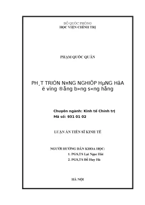 Luận án tiến sĩ phát triển nông nghiệp hàng hóa ở vùng đồng bằng sông hồng