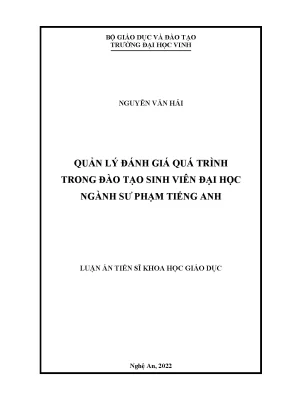Luận án tiến sĩ quản lý đánh giá quá trình trong đào tạo sinh viên đại học ngành sư phạm tiếng anh