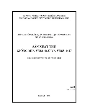 Luận văn sản xuất thử giống mía vn84 422 và vn85 1427