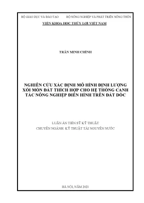 Luận án tiến sĩ nghiên cứu xác định mô hình định lượng xói mòn đất thích hợp cho hệ thống canh tác nông nghiệp điển hình trên đất dốc