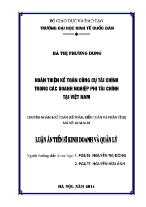 Luận án tiến sĩ hoàn thiện kế toán công cụ tài chính trong các doanh nghiệp phi tài chính tại việt nam