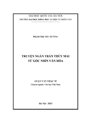 Luận văn thạc sĩ truyện ngắn trần thùy mai từ góc nhìn văn hóa