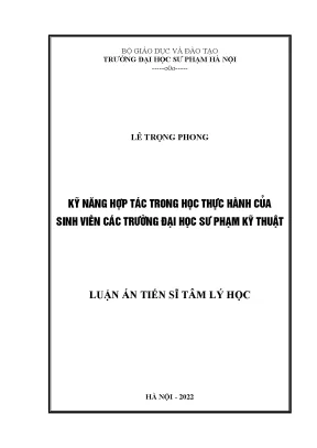 Luận án tiến sĩ kỹ năng hợp tác trong học thực hành của sinh viên các trường đại học sư phạm kỹ thuật