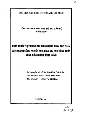 Luận văn phát triển thị trường tín dụng nông thôn góp phần đẩy nhanh công nghiệp hoá hiện đại hoá nông thôn vùng đồng bằng sông hồng