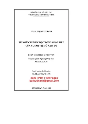 Luận văn thạc sĩ ngữ văn từ ngữ chỉ mức độ trong giao tiếp của người việt ở nam bộ