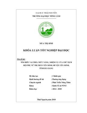 Luận văn tìm hiểu vai trò chức năng nhiệm vụ của cán bộ hội liên hiệp phụ nữ thị trấn yên minh huyện yên minh tỉnh hà giang