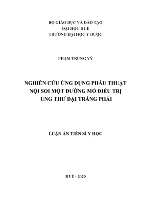 Luận án tiến sĩ nghiên cứu ứng dụng phẫu thuật nội soi một đường mổ điều trị ung thư đại tràng phải