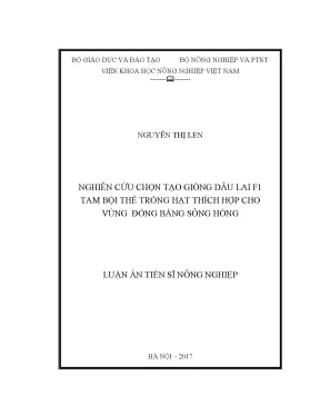 Luận án tiến sĩ nông nghiệp nghiên cứu chọn tạo giống dâu lai f1 tam bội thể trồng hạt thích hợp cho vùng đồng bằng sông hồng