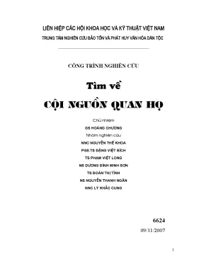Luận văn tìm về cội nguồn quan họ