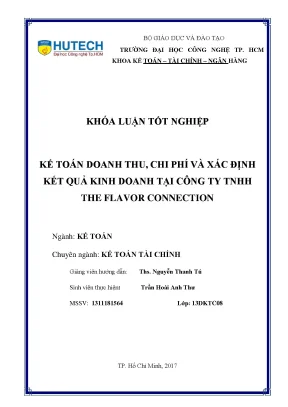 Luận văn tốt nghiệp hutech kế toán doanh thu chi phí và xác định kết quả kinh doanh tại công ty tnhh the flavor connection