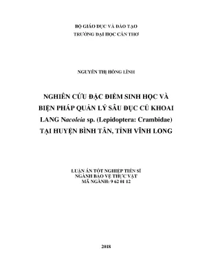 Luận án tiến sĩ sinh học nghiên cứu đặc điểm sinh học và biện pháp quản lý sâu đục củ khoai lang nacoleia sp lepidoptera crambidae tại huyện bình tân tỉnh vĩnh long