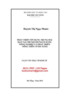 Luận văn thạc sĩ kinh tế phát triển tín dụng trung dài hạn tại chi nhánh ngân hàng nông nghiệp và phát triển nông thôn thành phố đà nẵng