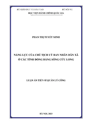 Luận án tiến sĩ quản lý công năng lực của chủ tịch ủy ban nhân xã ở các tỉnh đồng bằng sông cửu long